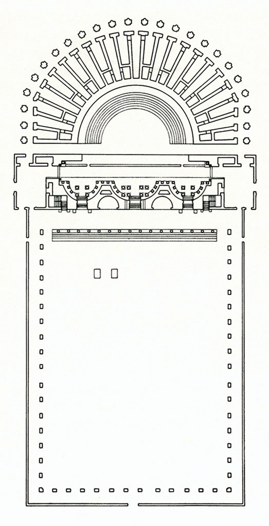 Planimetria ricostruttiva (Disegno di David Hosking, Archivio Soprintendenza per i Beni Archeologici del Veneto)